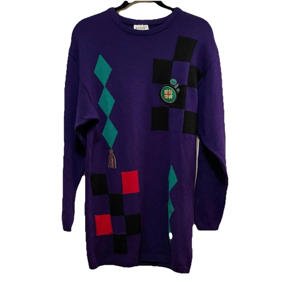 BASLER Purple 100% Virgin Wool Sweater Dress Sz 10